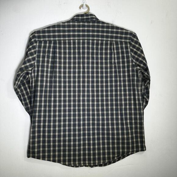 L.L.Bean Shirt Mens Large Flannel Button Down Plaid Blue Pocket Cotton Large - Picture 3 of 8